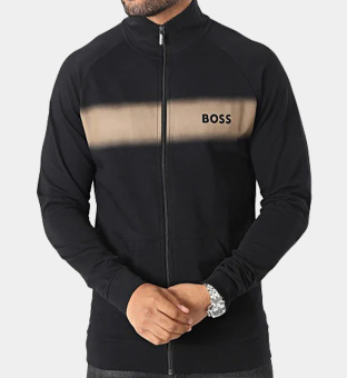 Hugo Boss Zip-Up Stripe Jasje Mannen Zwart