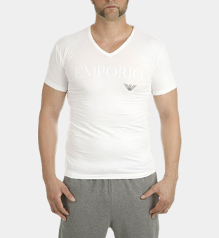 Emporio Armani V-hals T-shirt Mannen Wit