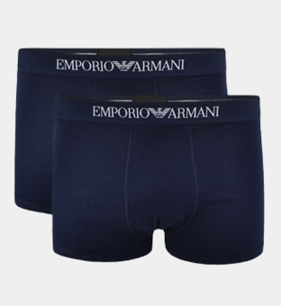Emporio Armani 2 Pak Boksers Mannen Marineblauw Blauw
