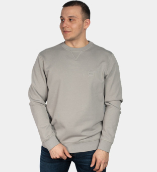 Hugo Boss Relaxed-Fit Sweatshirt Mannen Medium Grijs