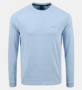 Hugo Boss Salbo Curved Sweatshirt Mannen Lightpastel Blu