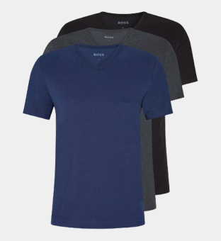 Hugo Boss 3 Pak T-shirts Mannen Open Blauw