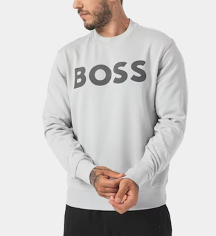 Hugo Boss Relaxed-Fit Sweatshirt Mannen Light Pastel Grijs