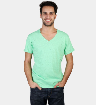 Bonavita V-hals T-shirt Mannen Groen