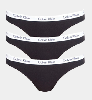 Calvin Klein 3 Pak Thongs Dames Zwart