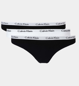 Calvin Klein 3 Pak Bikinies Dames Zwart Wit