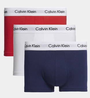 Calvin Klein 3 Pak Trunks Mannen Wit-Rood Ginger