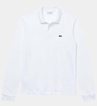 Lacoste Lange Mouw Poloshirt Mannen Wit